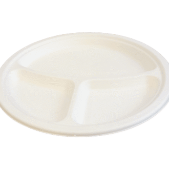 SUGARCANE ROUND PLATE 9" 3 COMPARTMENTS