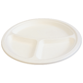 SUGARCANE ROUND PLATE 10" 3 COMPARTMENT