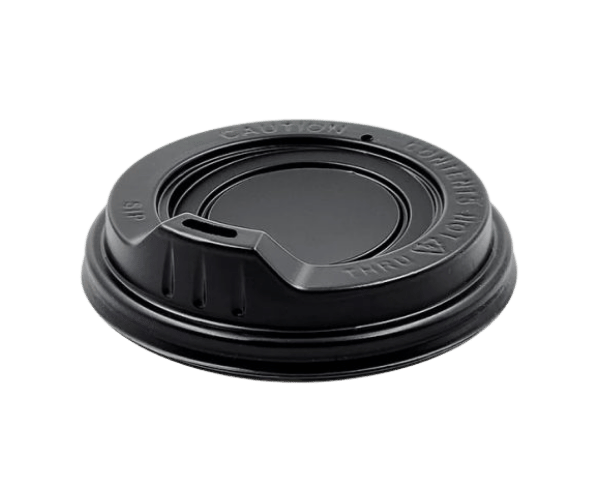 90mm PS COFFEE CUP LIDS BLACK SIPPER