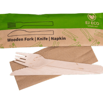 160mm Wooden Cutlery SetFORK/KNIFE/NAPKIN