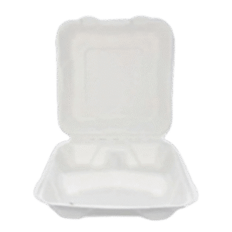 BOXSUGARCANE DINNER 8" 3 COMPARTMENT 200'S 203*203*63 (8x8x3)