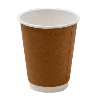 12OZ 90MM Double Wall PE Paper Cup Kraft 500 PCS