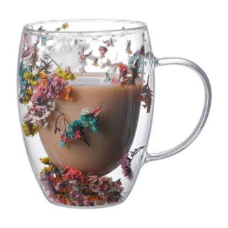 Original Dried Flower Double-Walled Glass Mug â€“ 250 ml