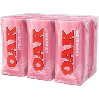 OAK UHT STRAWBERRY FLAVOURED MILK 6pk 200ml