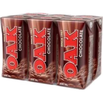 OAK UHT CHOCOLATE FLAVOURED MILK 6pk 200ml